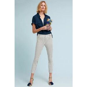 Anthropologie Black and White Striped Cropped Pants worn once. Like new conditio